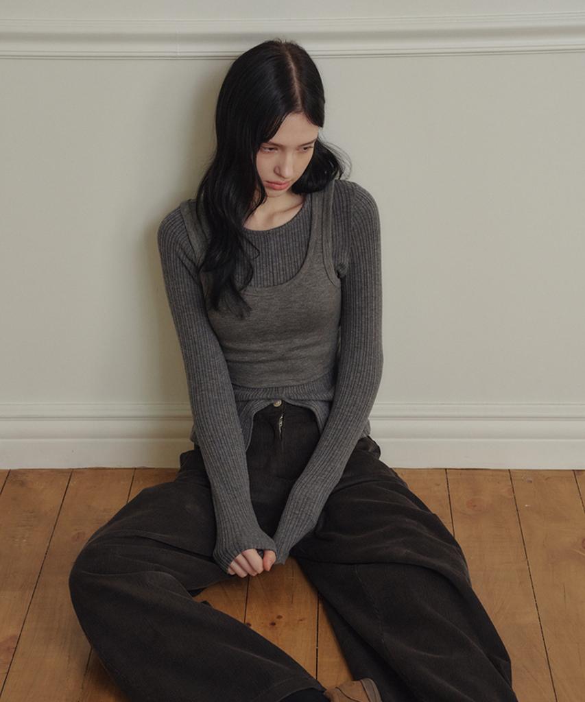 MARROT Sleeveless Top Layered Tee_Charcoal