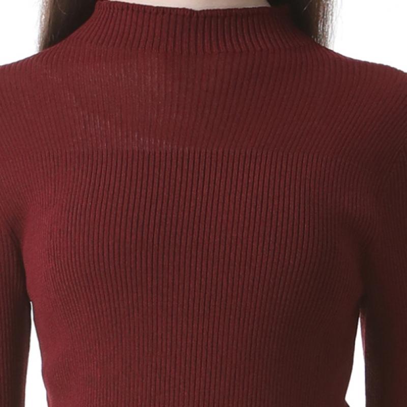 She S miSS  Solid Half Neck Ribbed Knit
