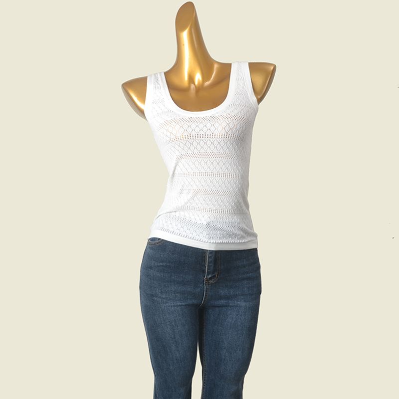 Foreign Trade Original Order Low Round Neck Cut Out Vest Summer Soft Glutinous Sleeveless Russian Card Silm Knitwear
