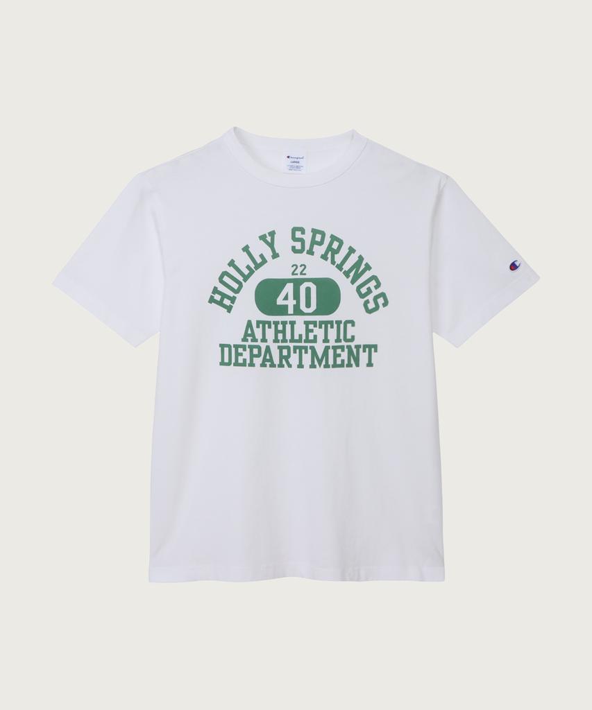 CHAMPION Basic Garment Washed Arch Graphic T-Shirt Green