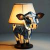 Lampa stołowa zwierzęca Dekoracja krowy, Lampka nocna z portami USB A+C, Podświetlana lampka biurkowa krowa do salonu, akademika, biura