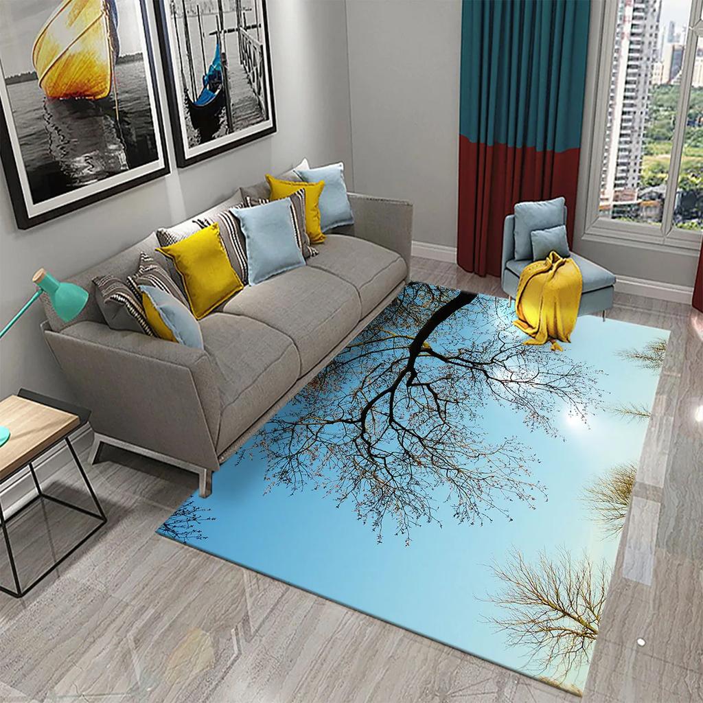 3D Branch Carpet Winter Tree Without Leaves Pattern Carpet Doormat Kitchen Bathroom Anti-Slip Living Room Bedroom Floor Mat Rug