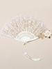 Vintage spanischer Faltfächer, Flamenco-Rosen-Spitzendekor, eleganter schwarzer Damen-Handfächer, geeignet für Damenpartys und Hochzeiten