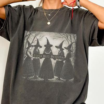 Le ragazze saranno sempre ragazze Maglietta da strega e t-shirt per bambini, Maglietta grafica Folklore Gotico, Abbigliamento Femminista Dark Academia