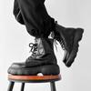 Fashion British style mens casual platform boots lace-up genuine leather shoes cowboy ankle boot black white handsome short botas hombre