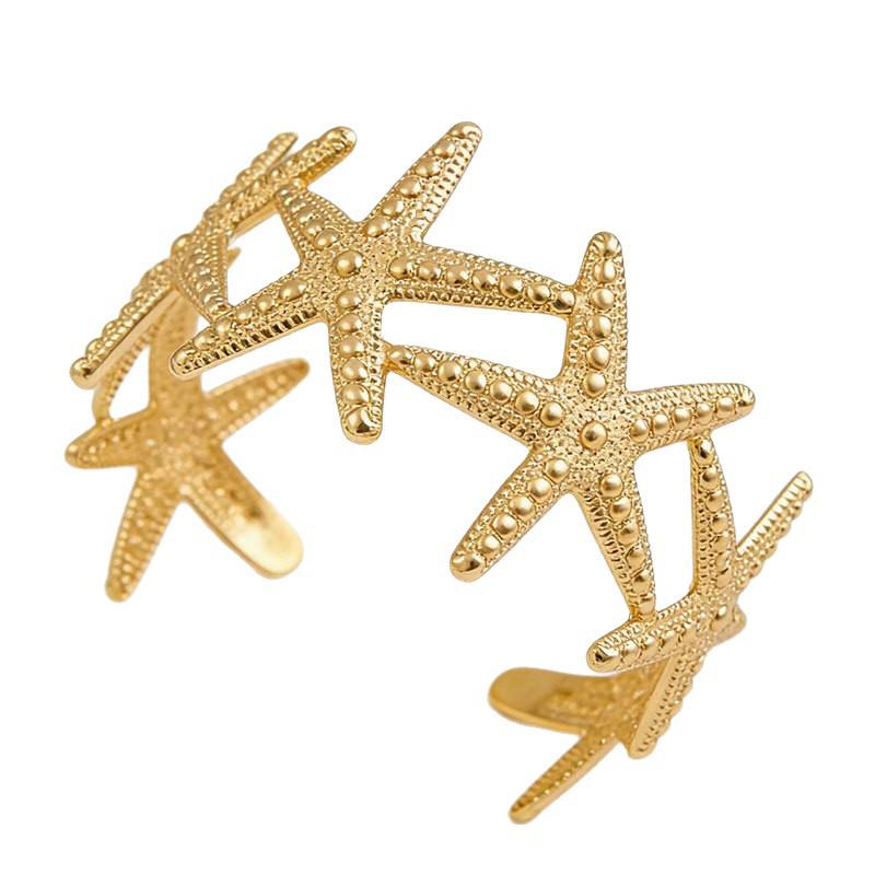 Bohemian Starfish Flower Open Cuff Bracelet for Women – Ocean Beach Style