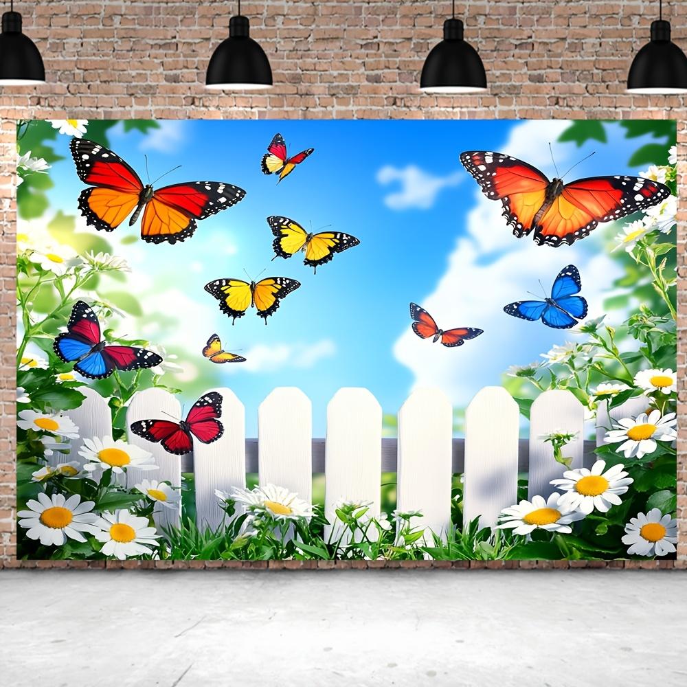 1Pcs Colorful Spring Flower Butterfly Decoration Background Backdrop For Photo Studio Photo Booth Party