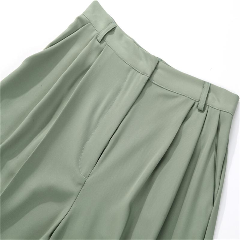 Hirsionsan High Waist Shorts Women 2021 New Summer Casual Elegant Soft Pants with Sashes Loose Shorts with Pockets for Ladies