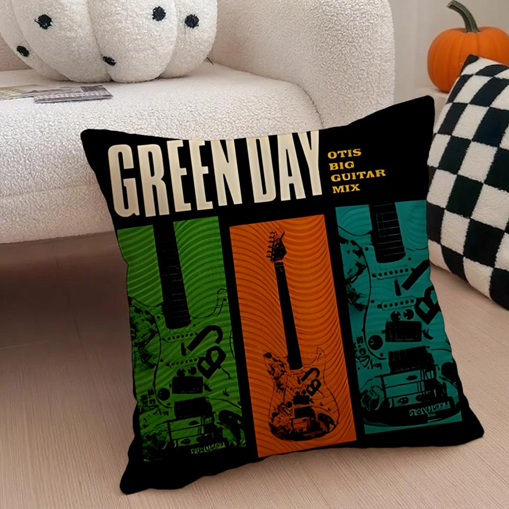 G-Green D-Day Band Album Pillow Case Anti-dustmite Pillowcase Invisible zipper silky short plush Sofa cushion cover