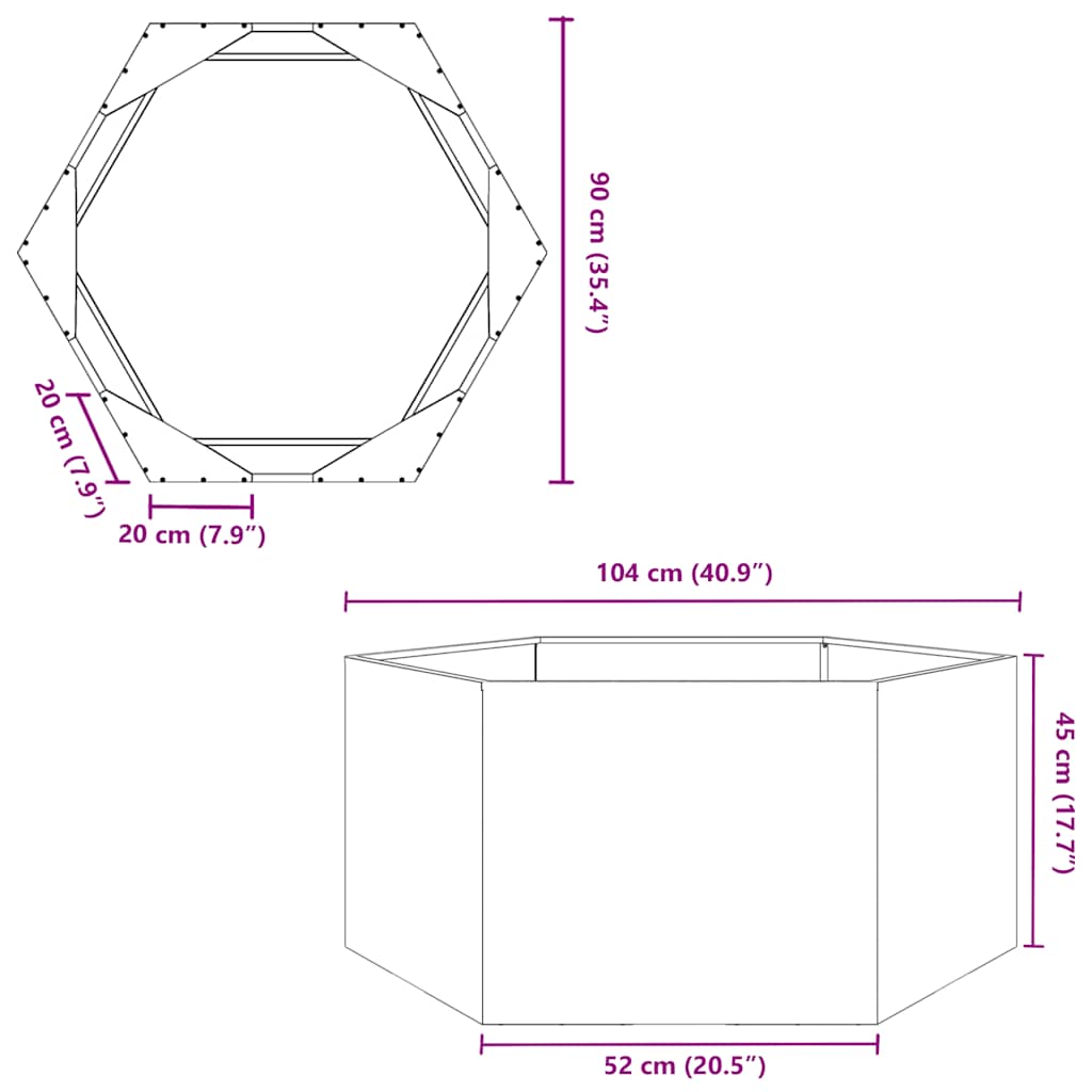 Hexagonal Planter 104x90x45 cm Galvanized Steel