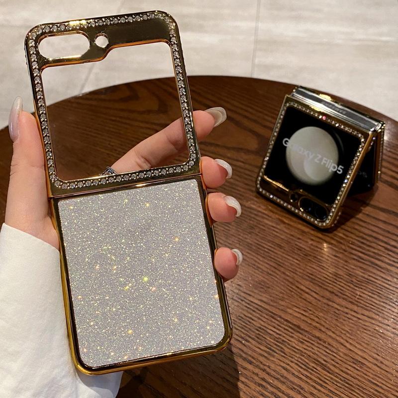 

Роскошный блестящий алмазный складной чехол из 2 предметов для Samsung Galaxy Z Flip6 Flip5 Flip4 Flip3 Жесткий ПК ударопрочный тонкий чехол для телефона Samsung Z Flip6