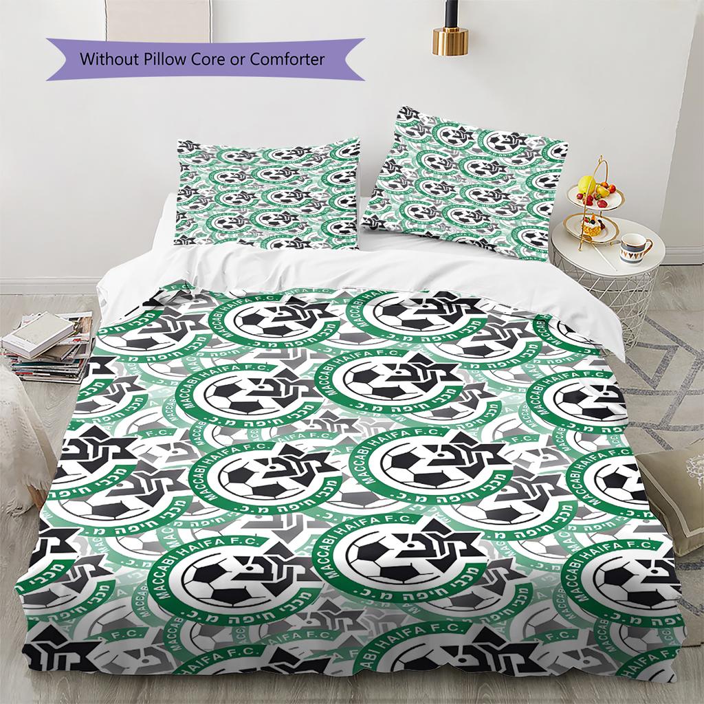 Maccabi-Haifa Pattern Bedding Quilt Set Quilt Cover Pillowcase Home Decoration Gift (1 * duvet cover + 2 * pillowcase, without core)