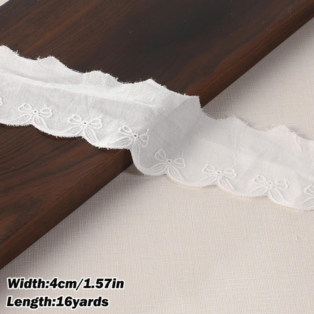 Ribbon Trim White Ivory Cotton Lace Trim 16 Yards Embroidery Eyelet Ribbon Wavy Edge Trim L