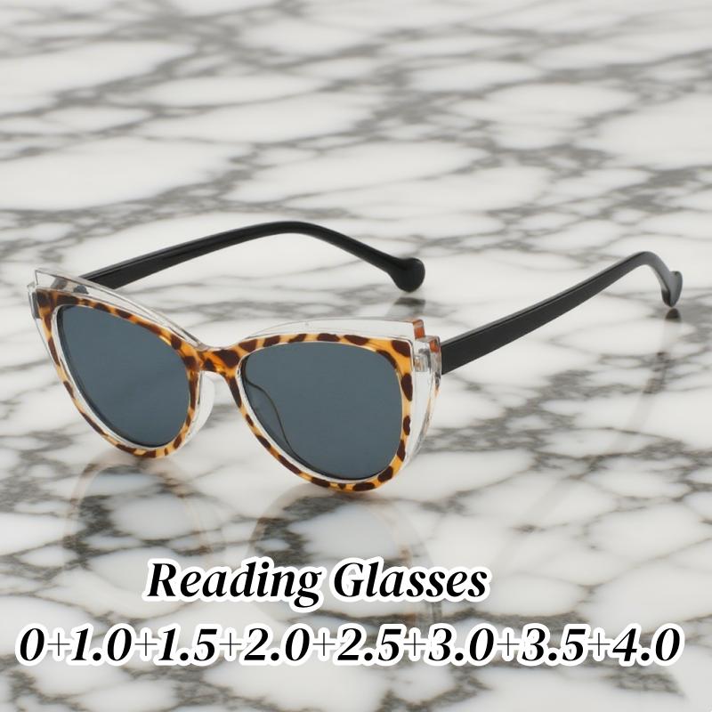 Fashion Retro Women Reading Glasses Men Trendy UV Protection Far Sight Sunglasses Unisex New Style Cat Eye Presbyopia 0+1.0+4.0
