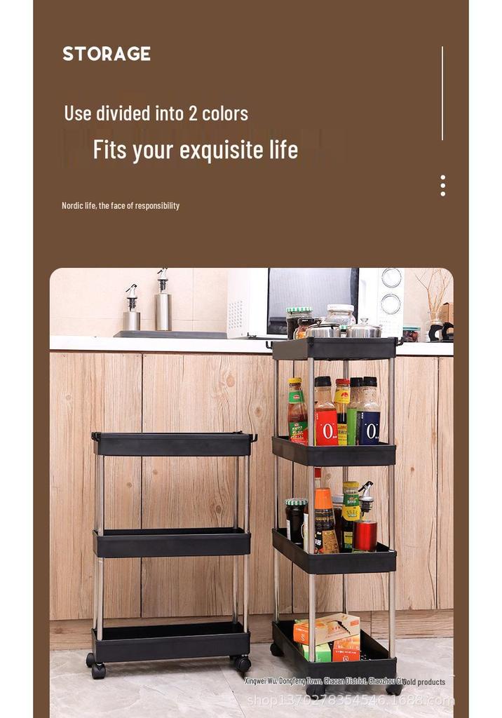 Compact Multi-layer Mobile Storage Rack for Kitchen, Bedroom, Dorm, or Bathroom