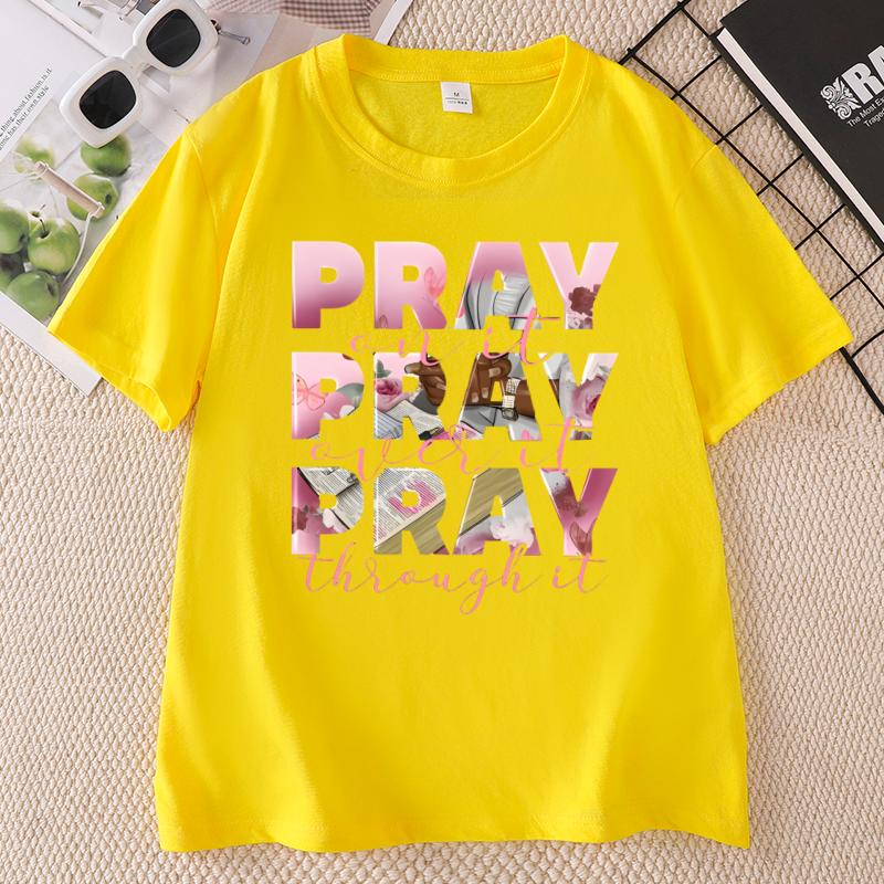 Pray Over It Print TShirt Unisex Casual Crew Neck Short Sleeve Tshirts Unisex And Unisex Casual Summer TShirts Streetwear