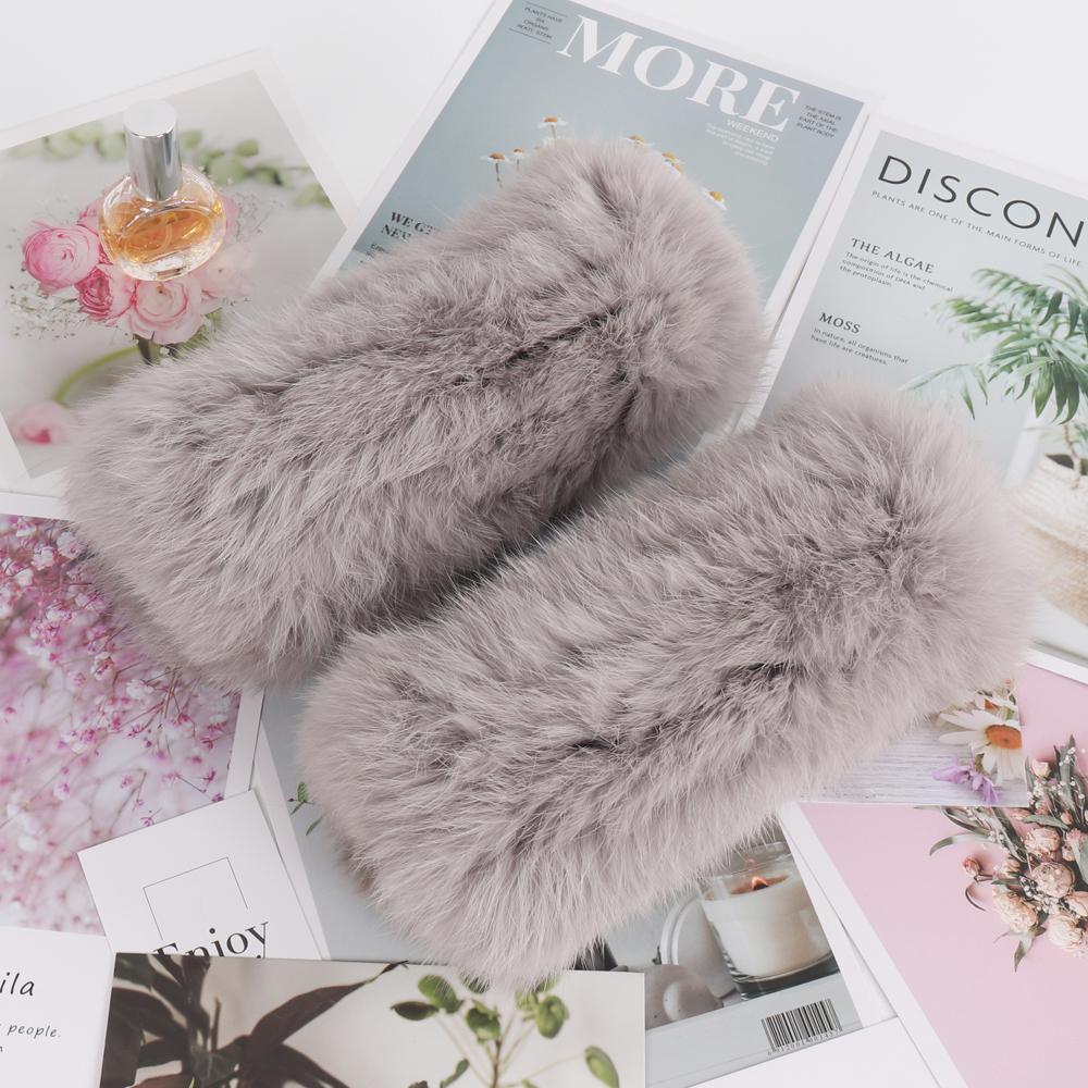 New Brand Women Real Natural Rabbit Fur Mittens Winter Warm Fluffy Lady Real Rabbit Fur Gloves Knitted Good Elastic Fur Glove