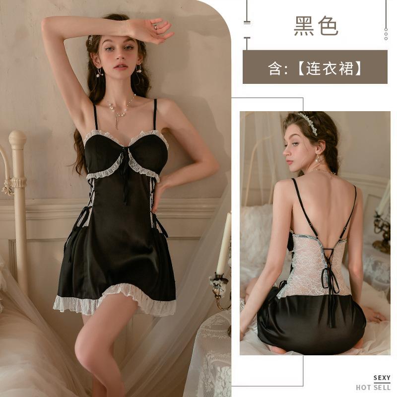 Summer new home suspender lace nightdress French thin strap thin suspender skirt