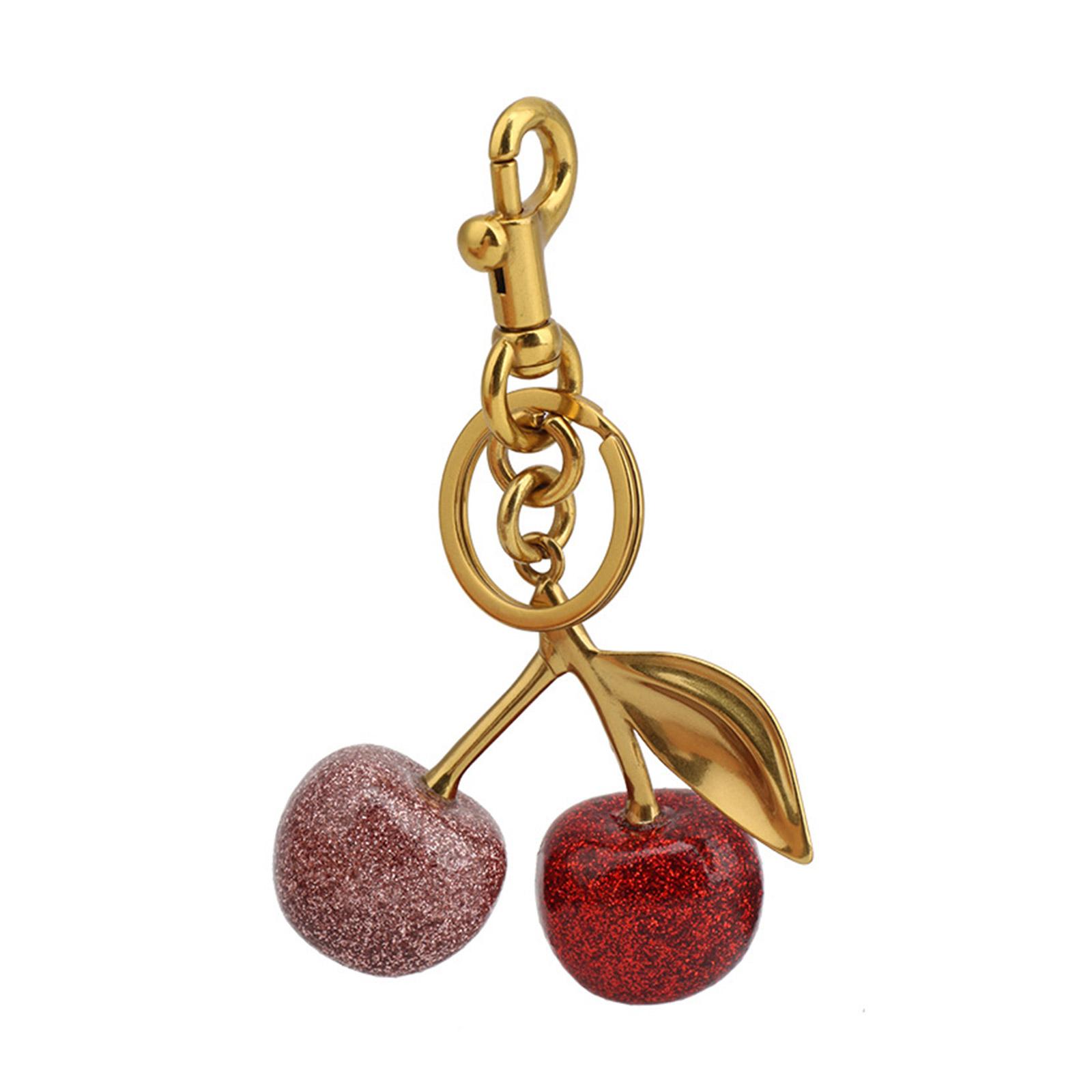 

Блестящий 3D брелок-подвеска в виде вишни, модный аксессуар в форме фрукта, портативное украшение для сумки для женщин золотой