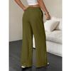 YYFS Women's Fashion Casual Solid Color Print High Waist Trousers Pants & Capris