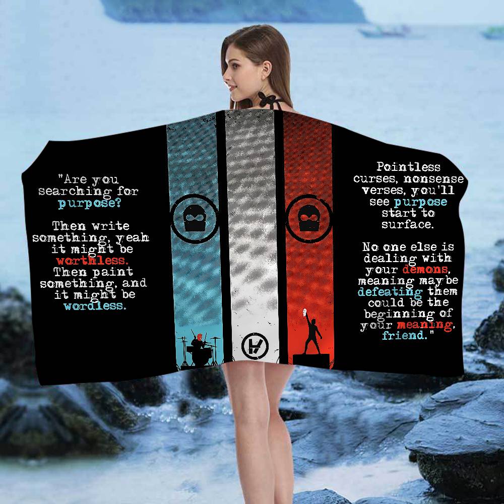 Popular T-Twenty One Pilot Band Cartoon Beach Towel Cute Kawaii Room Decor Bath Girls Children Hand Towels For Bathroom Shower