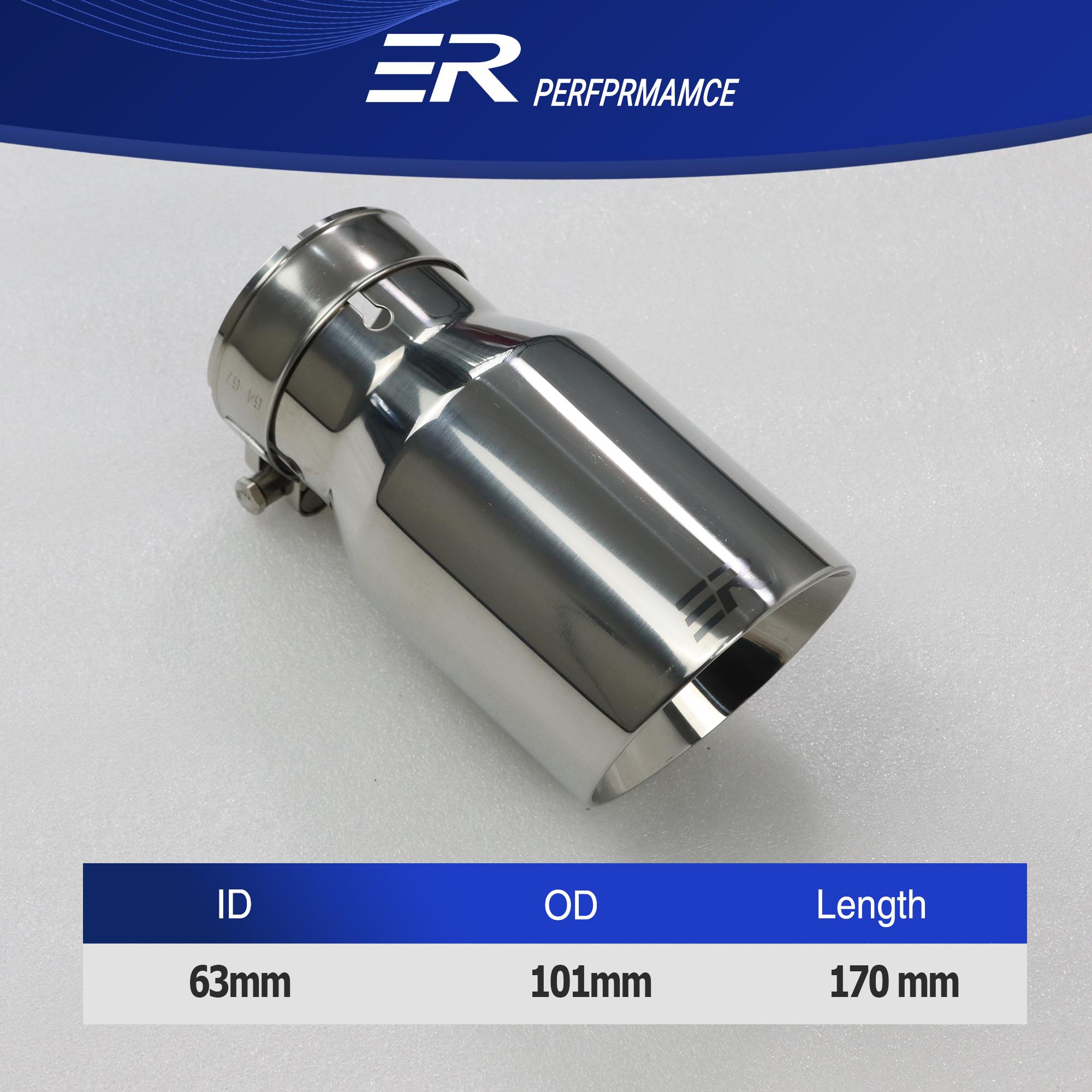

Exhaust Racing car Exhaust Tip Stainless Steel Exhaust System tail pipe decoration car universal muffler nozzles In63-Out 101mm