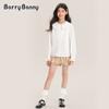 Girls' Shirt 2025 Spring New Style Doll Neck White Top Children's Thin Shirt