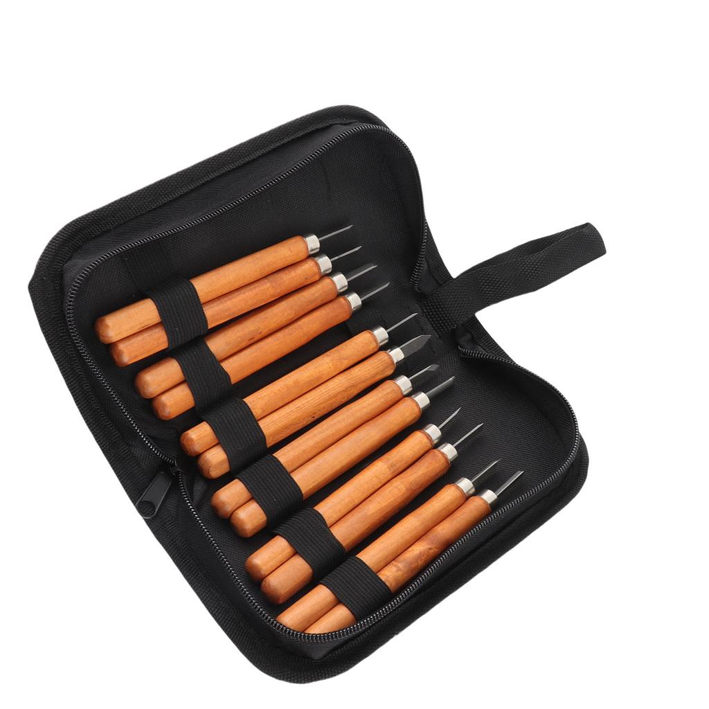 12 PCS Wood Carving Hand Chisel Tool Set High Hardness Complete Tools Guitar Repair Tools with 2 Whetstone for