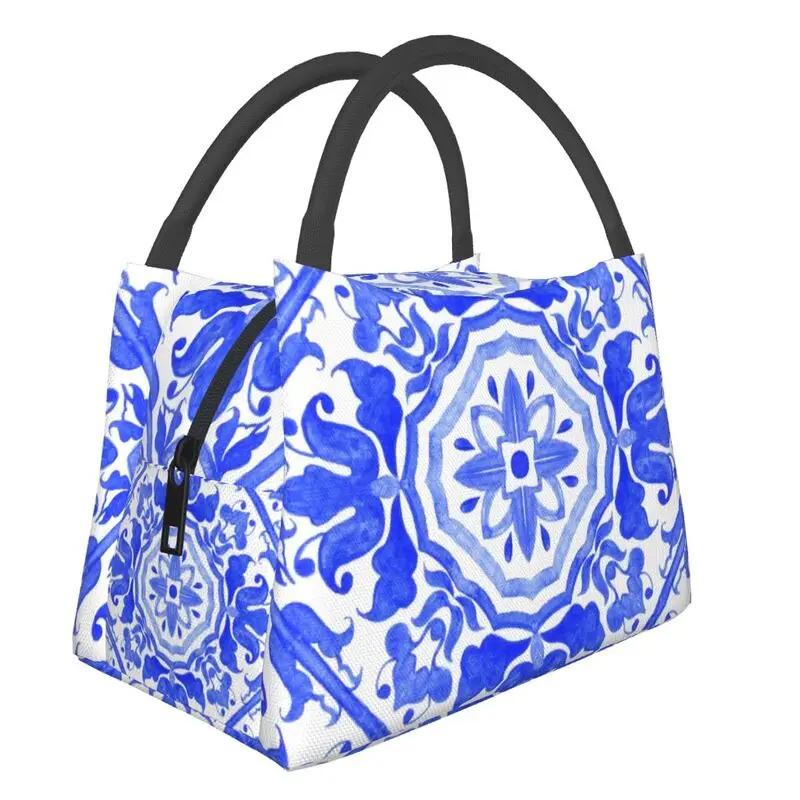 Poster Moară de Vânt Vintage Albastru Delft Olandez Genți de Prânz Izolate pentru Muncă Birou Răcitor Impermeabil Cutie de Prânz Termică Femei