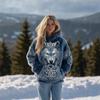 Womens Oversized Hooded Flannel Sweatshirt With 3D Print Loose Fit Fall Winter Casual Streetwear