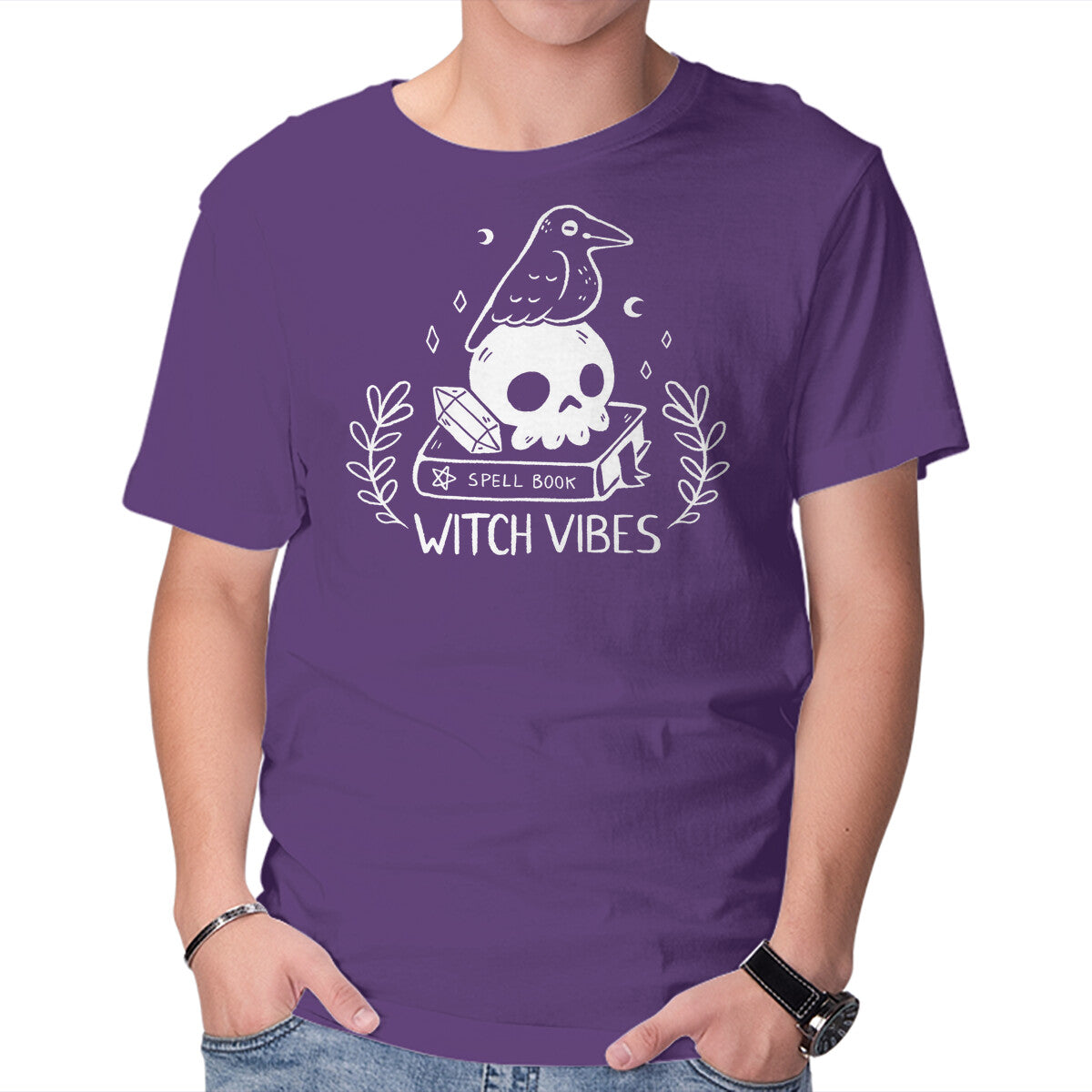 Unisex Crew Neck T-Shirt Witch Vibes Graphic Short Sleeve Casual Tee XXXXL