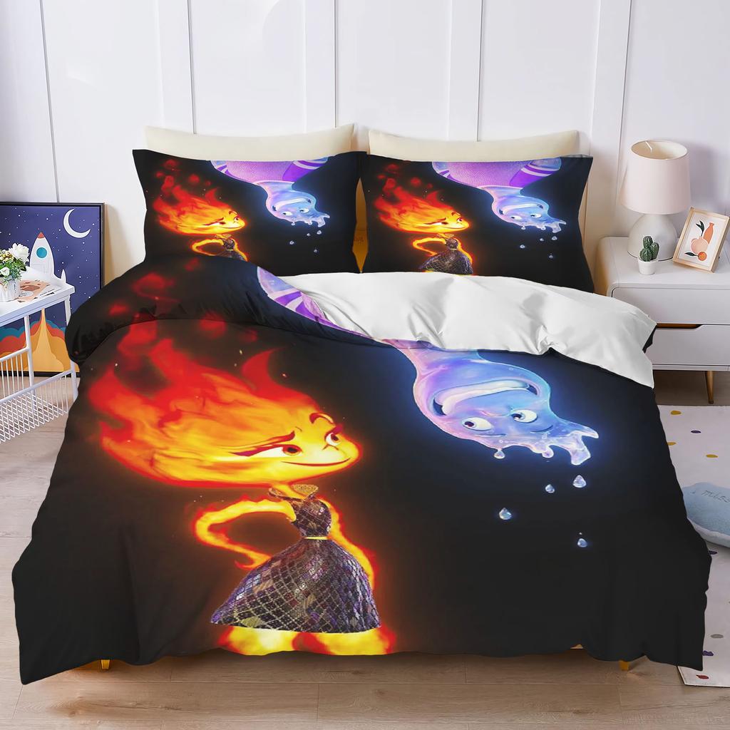 Elemental Printed Bedroom Bedding Set Duvet Cover Christmas Gifts Comforte Cartoon With Pillowcase