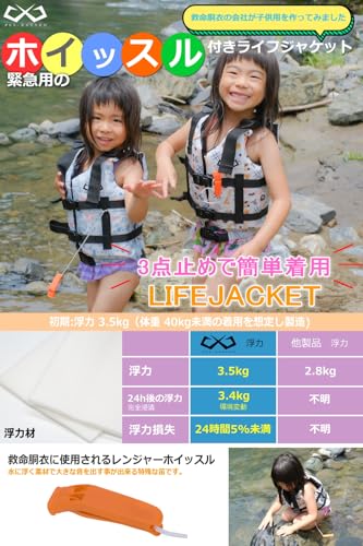 JES-BASARO KIDS ROVER Children's Life Jacket, Snorkeling Vest, Floating Vest, Solid Type, 3.5kg Buoyancy, 35N Buoyancy, Up to 34kg, Height: 94-145cm,