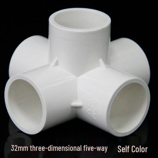PVC Multi-Way Fittings: 3D Tee, 4-Way, 5-Way, 6-Way, 90° Elbow for Water Pipes (Sizes: 20, 25, 32, 40, 50).