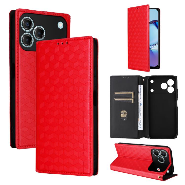 Cubic Grid Texture Flip Leather Phone Case