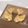 European & American Style Ginkgo Leaf Stud Earrings: Elegant & Fashionable Design for Women