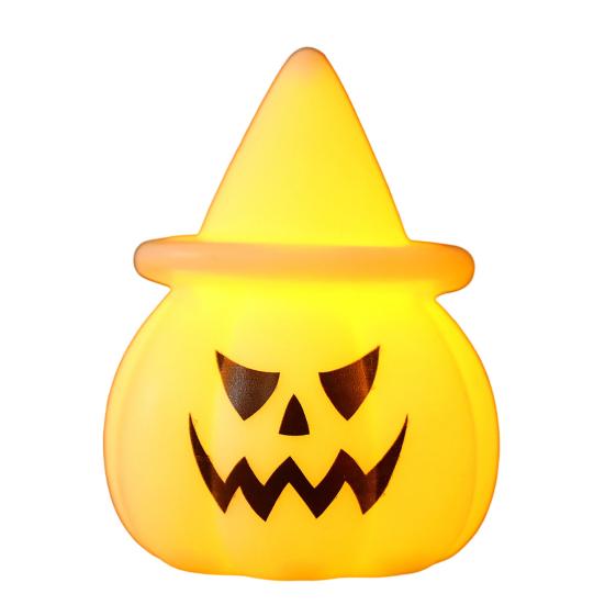 Halloween Pumpkin Night Light LED Light-up Witch Hat Pumpkin Spooky Cartoon Pumpkin Table A