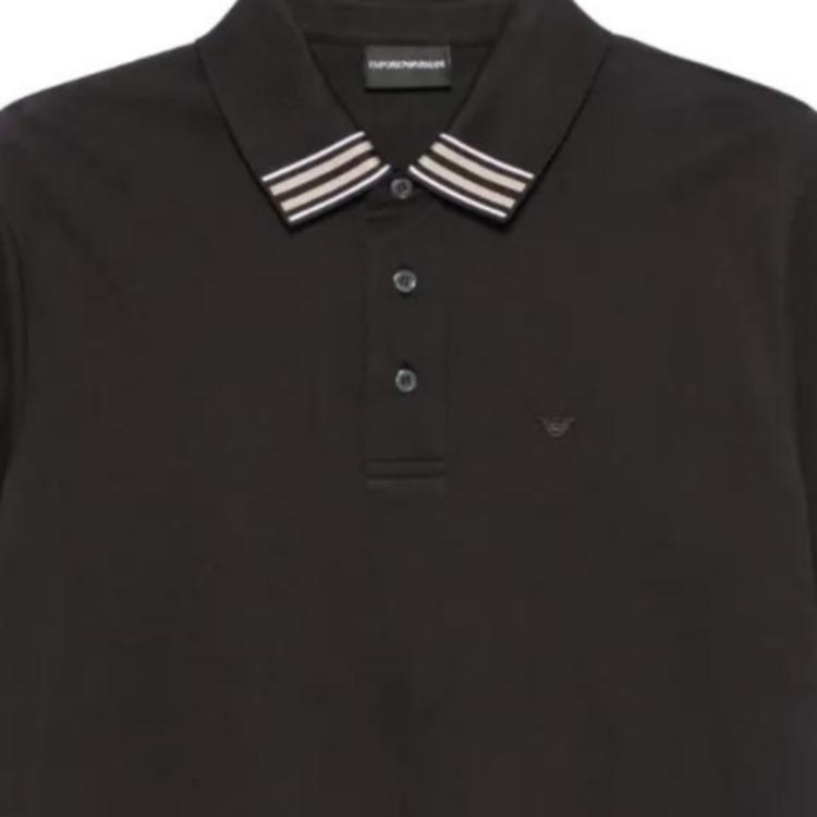 Emporio Armani Ss25 Solid Color Polo Shirt Men Tops Black EM0008-54AF1-2955
