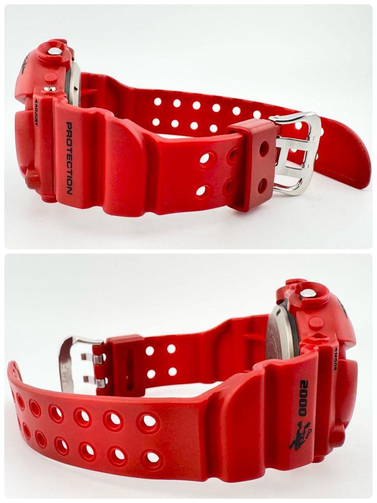 [USED] Rare, good condition Casio G-Shock Frogman special edition watch with red LCD display and red frog logo.