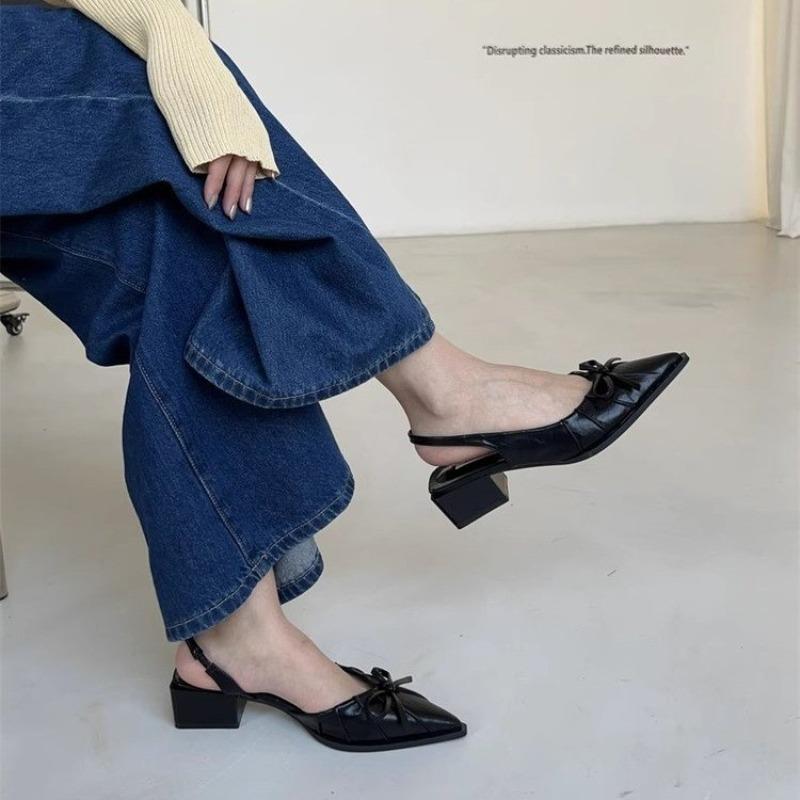 Fashion Summer Women's Cover Toe Sandals Elegant Shallow Singbacks Mules Shoes Ladies Comfort Low Heel Dress Shoes