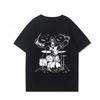 2025 Summer New Rock Drum Guitar and Instrument Printed Graphic T-shirts for Men and Women Short-sleeved T-shirts Streetwear