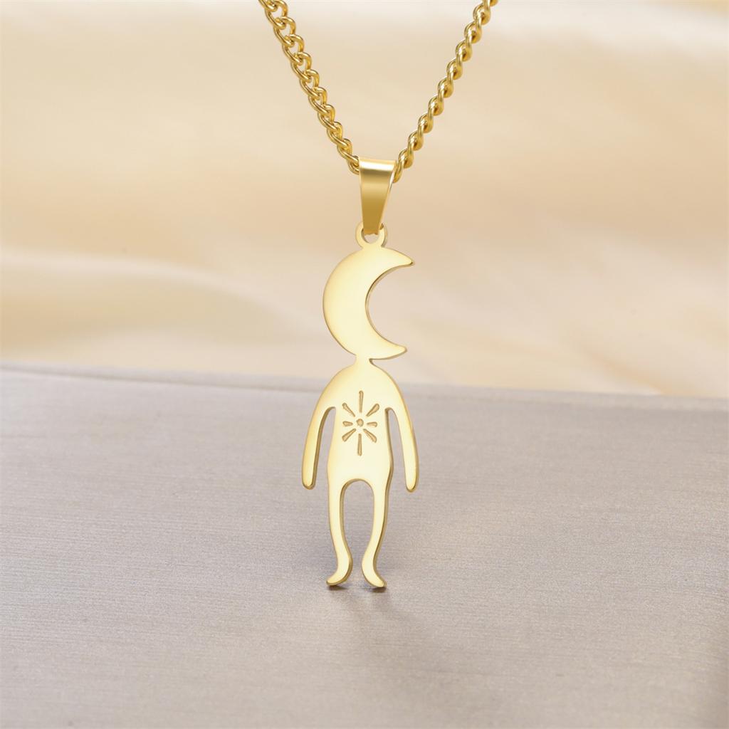  Spiral Moon Star Planet People Necklace for Children Fashion Fun Space Enthusiasts Pendant Necklaces Party Jewelry Gifts