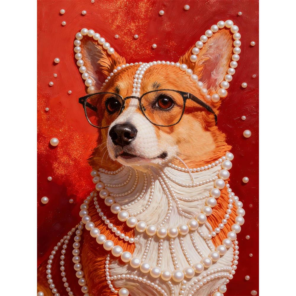 Handmade DIY Pearl Painting Welsh Corgi Theme Bedroom Living Room Frameless Diy Handmade Sticky Diamond Creative Canvas Painting 30x40cm