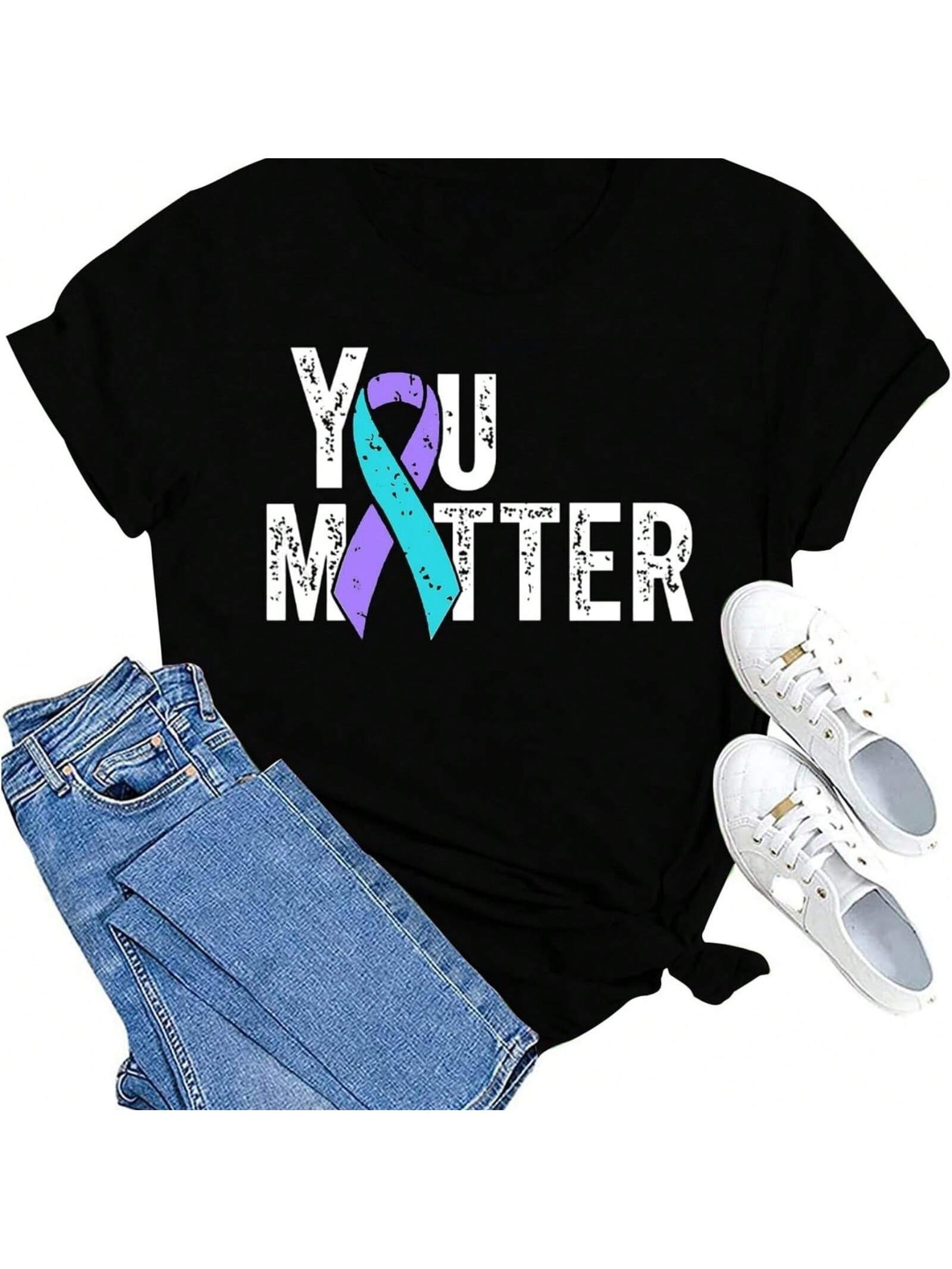 MAIHUN Suicide Awareness Shirt Teal Purple Ribbon Tshirt You Matter Mental Health Prevention Tee Top S разноцветный