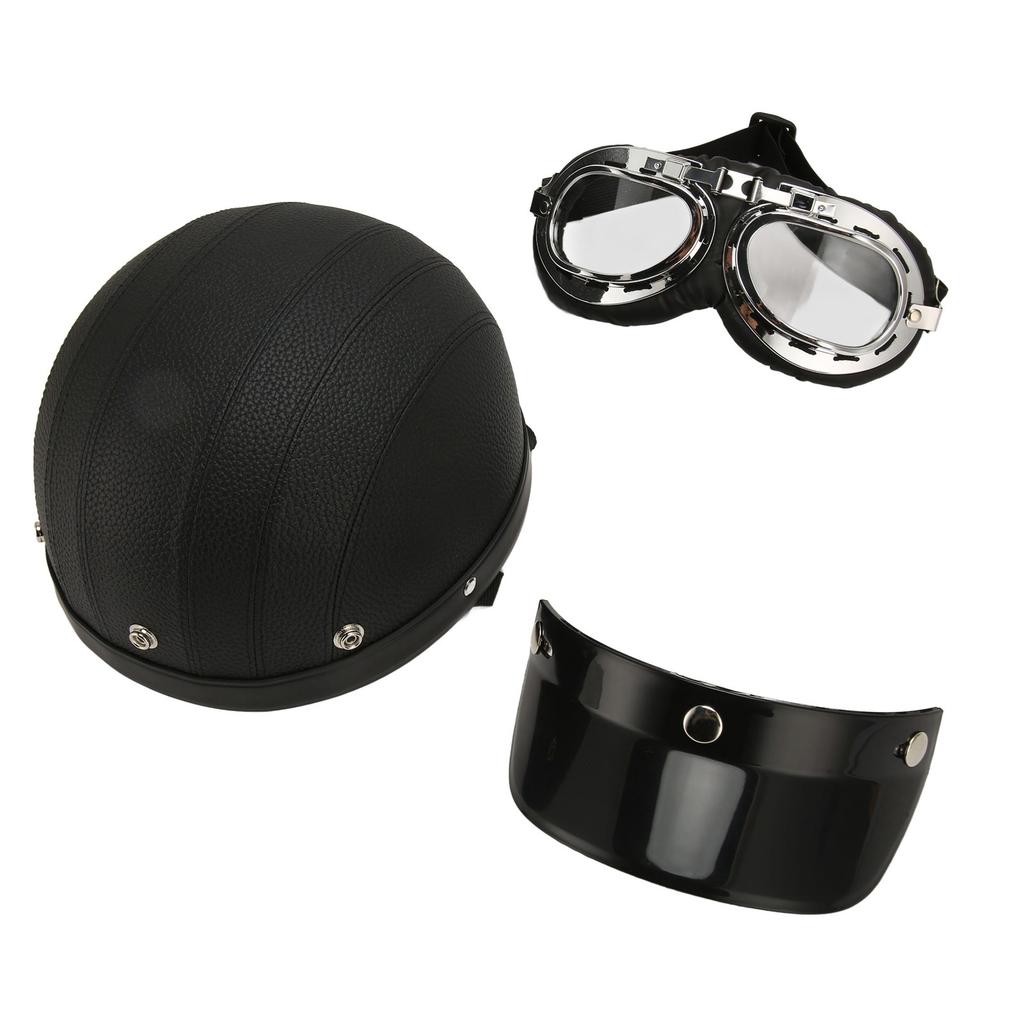 Motorcycle Helmet Cap Black Free Size Outdoor Riding Baseball Helmet Cap with Glossy Glasses for