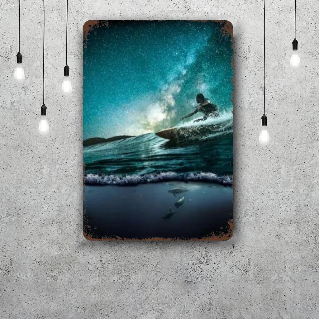 surfing Vintage Metal Tin Signs Posters Decor Retro Metal Plaque Wall Art Decor for Garage Bar