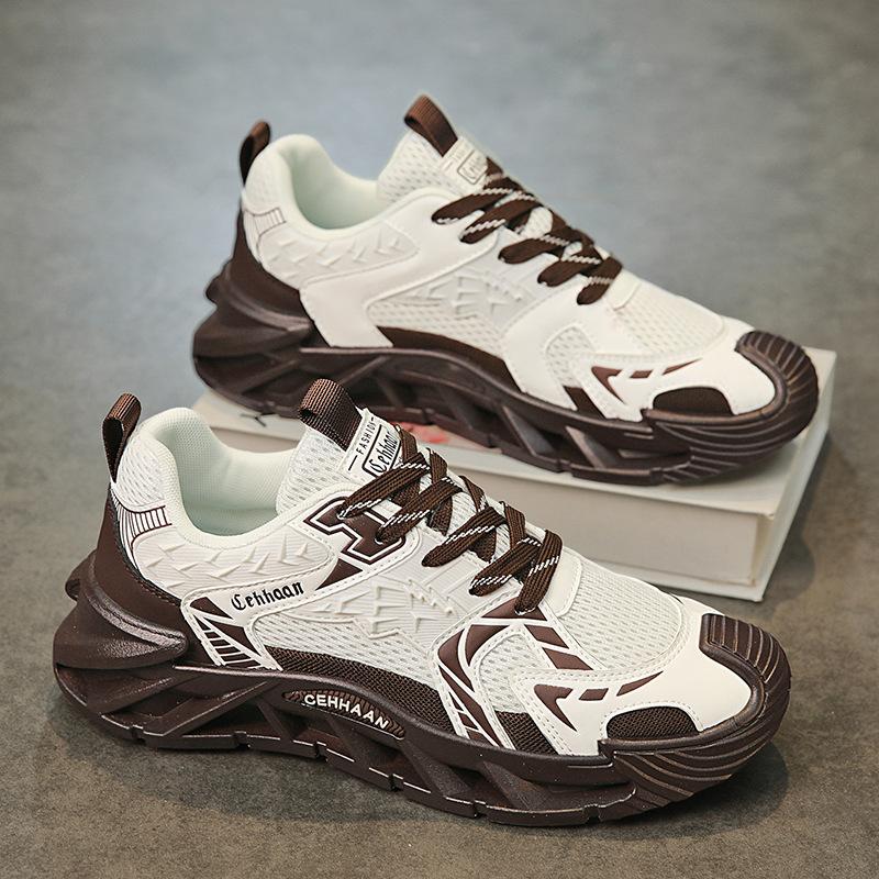 2025 New Summer Mesh Breathable Thin Trend Versatile Sports and Leisure Shoes Dad Shoes Silver Fashion Men's Shoes