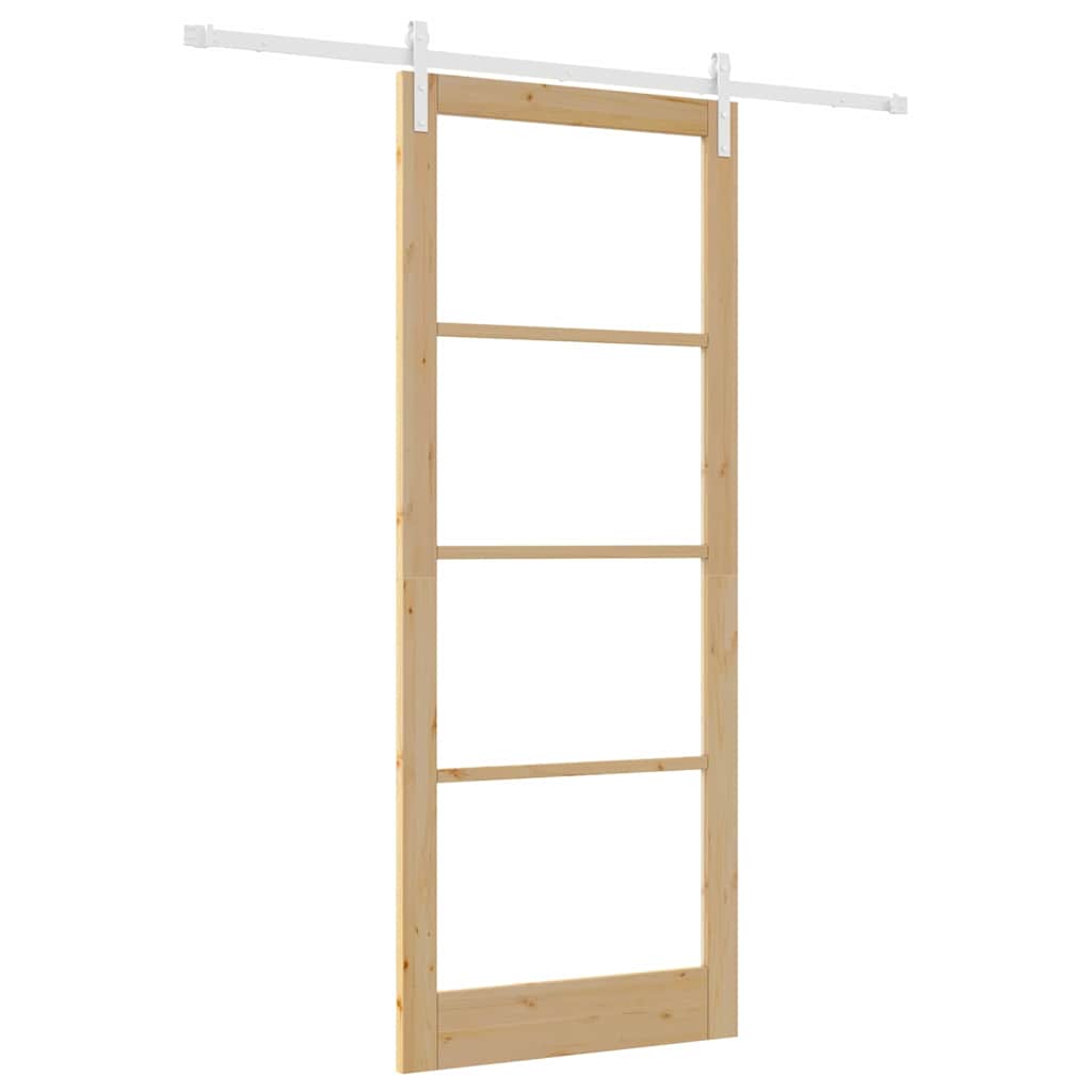ORKDAL Sliding Door Natural 93 X 232 Cm Solid Pine Wood and Glass