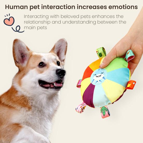 Flying Disc Soft Dog Toy Rainbow Plush Flying Saucer Pet Toss Toy with Bell Interactive Outdoor Training Puppy Chew Toy for Small Medium Large Dogs