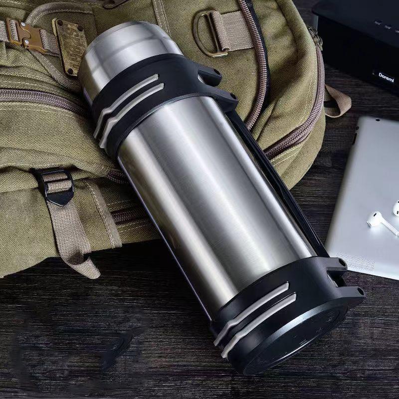 

Термос из нержавеющей стали 304, уличный термос большой емкости для мужчин и женщин, портативный автомобильный дорожный чайник, домашний термос 1L серый